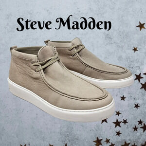Steve Madden Men's Chukka Sneakers Sz 12 Taupe Leather Lace Up Casual Comfort